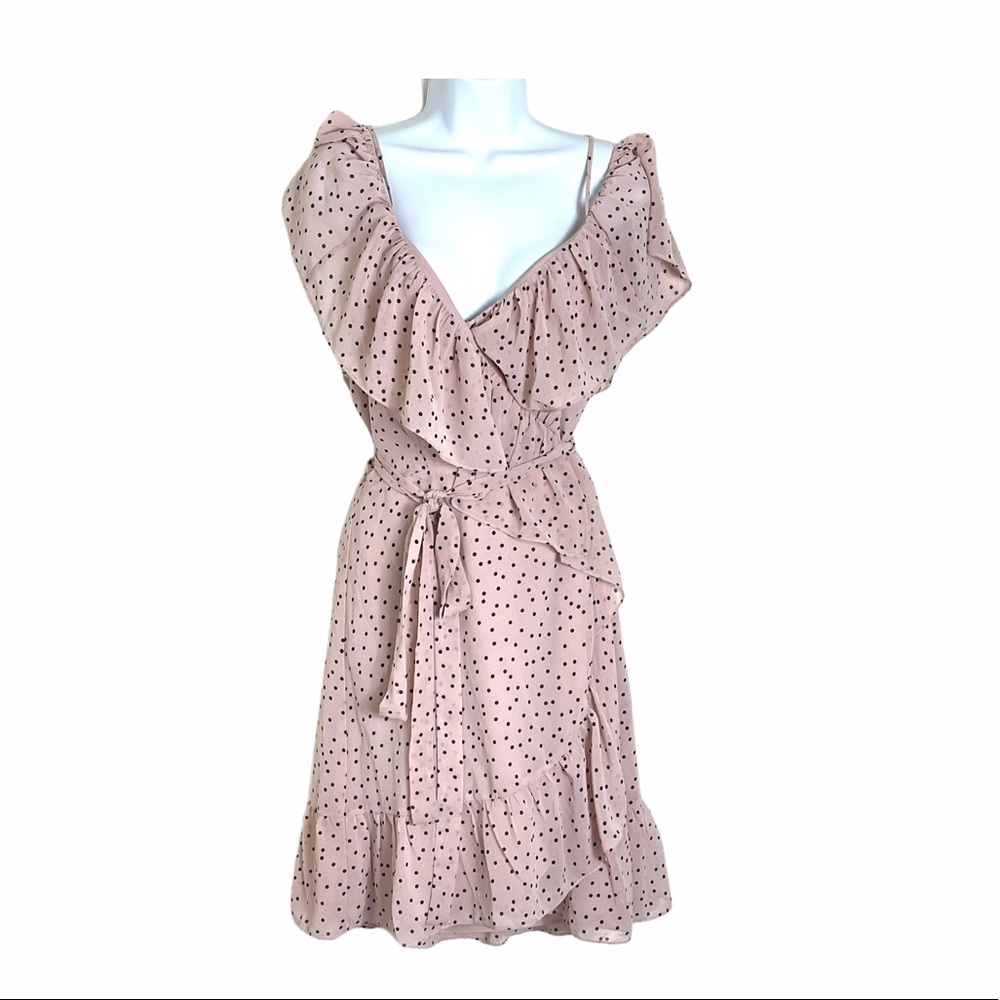 WAYF Ellise pink wrap dress New